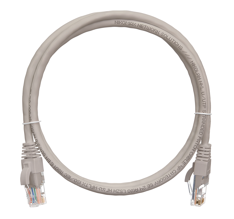 Патч-корд 7,5 метров U/UTP 4 пары, Кат.5е, LSZH, серый, 2хRJ45/8P8C, T568B, Molded