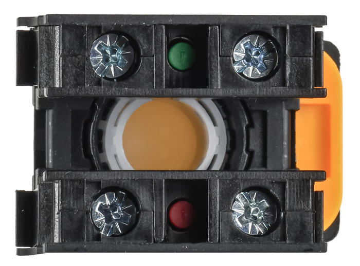 Кнопка с фиксацией d=22мм 1NO+1NC жёлтая MASTER IEK