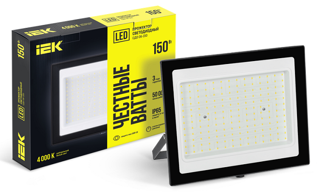 Прожектор LED СДО 06-150 IP65 4000К черный