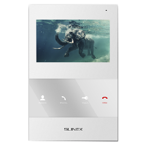 Цветной настенный монитор, 4.3" TFT LCD 16:9,  480х272. Подключение 2-х вызывных панелей и 2-х видеокамер. Запись фото или видео на microSD. Белый