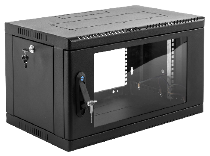 Шкаф телекоммуникационный настенный сварной 9U (600 × 650) съёмные стенки, дверь стекло, чёрный