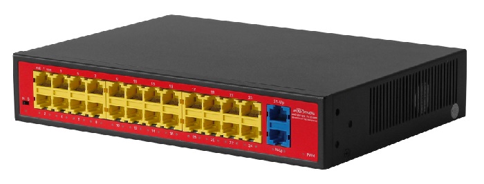 26-портовый PoE коммутатор с двумя гигабитными портами Uplink; 24*10/100Base-TX PoE port(Data/Power); 2*10/100/1000Base-TX uplink RJ45 port (Data); 1-24 порты с поддержкой PoE; Полоса пропускания 16Гбит/с; MAX 250Вт (AC100-240В 50/60Гц); Встроенный БП AC100~240В 50-60Гц 3A; -10~+55°C; 5%~90% RH Без конденсата; IP30