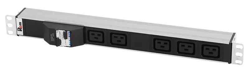 Блок розеток Rem-32 с авт., 5 IEC 60320 C19, 32 А, алюм., 19", колодка