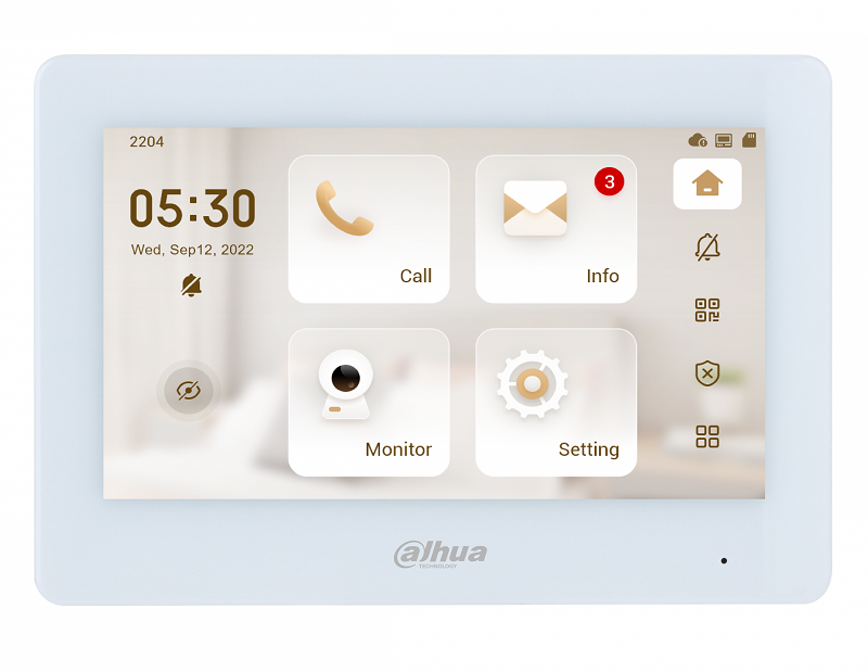 Монитор видеодомофона IP 7-и дюймовый с WiFi 2.4ГГц, белый 1024x600 разрешение, ёмкостной сенсорный экран; тревожные входы / выходы 6/1; LAN; поддержка micro-SD до 64Гб; Возможность просмотра IP видеокамер; DC 12В; 189х130х27мм; Установка - на стену.
