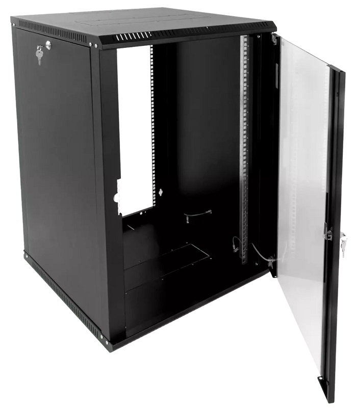 Шкаф телекоммуникационный настенный разборный ЭКОНОМ 12U (600 × 650) дверь стекло, цвет черный