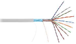 Кабель F/UTP 10 пар, Кат.5 (Класс D), 100МГц, одножильный, BC (чистая медь), внутренний, PVC нг(B), серый, 305м