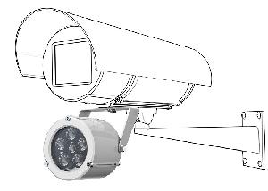 Прожектор инфракрасный периметровый. Предельная дальность с освещенностью 1лк до 35м. Угол 45°. Порог включения, лк 10 ± 5. Длина волны, нм 850. 12-24VDC, Passive PoE (24V). Потребляемая мощность 6,5 Вт/0,25Вт. -40° ÷ +50°С. IP66/IP68.