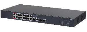 16-портовый гигабитный PoE коммутатор с функцией облачного управления, Порты: 16 RJ45 10/100/1000Мбит/с (PoE/PoE+/Hi-PoE),&nbsp;&nbsp;2 RJ45 10/100/1000Мбит/с (uplink), 2 SFP 1000Мбит/с (uplink); мощность PoE: порты 1~2 до 90Вт, порты 3~16 до 30Вт, суммарно до 240Вт; PoE watchdog, передача до 250м; питание: 100~240В(AC)