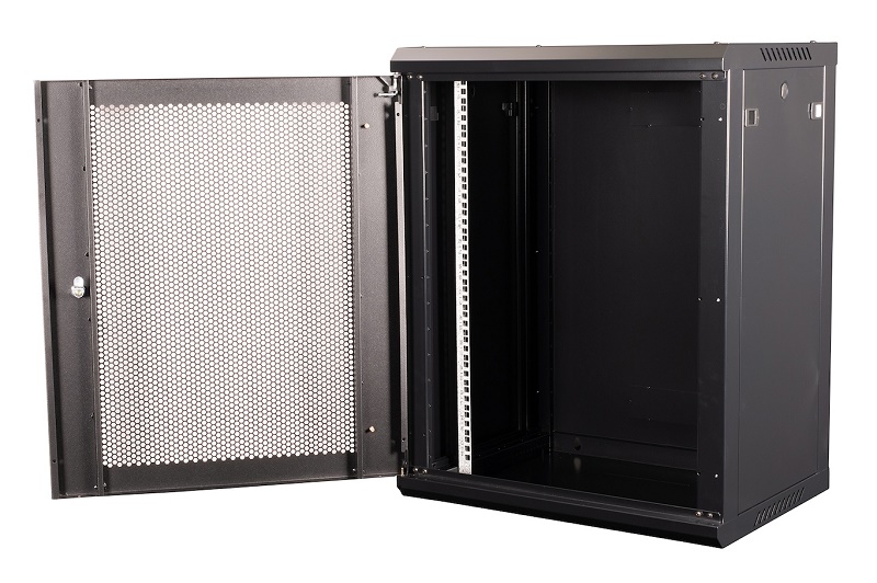 Шкаф 19" телекоммуникационный настенный, 15U 769х600х450 мм, дверь перфорация, черный