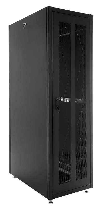 Шкаф телекоммуникационный напольный ЭКОНОМ 42U (800 × 800) дверь перфорированная 2 шт., цвет черный