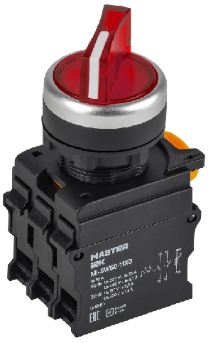 Переключатель с подсв. 2 полож. 1NO+1NC красный MASTER IEK
