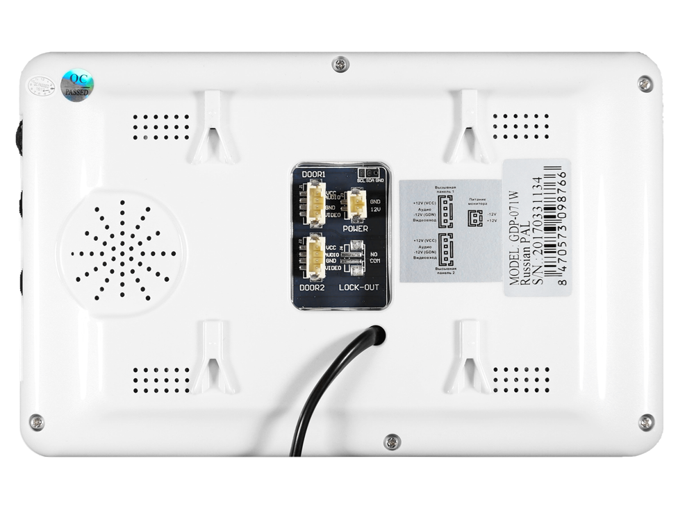 Монитор видеодомофона 7" белый. Hands-Free монитор домофона.&nbsp;&nbsp;7-дюймовый TFT-дисплей, разрешение экрана 800х480 RGB, акриловая панель , кнопочное управление. Поддержка 2-х вызывных&nbsp;&nbsp;панелей.