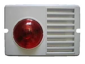 Оповещатель свето-звуковой, пластиковый корпус, раздельное включение свето-звукового сигнала, 18…30 В, 20 мА световой, 30 мА звуковой потреб. ток, 85…105 дБ, 146x100x35 мм, цвет красный или синий, IP33,&nbsp;&nbsp;-40°...+55°С