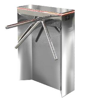 Турникет полуавтоматический с проводным пультом дистанционного управления и планками «антипаника». Нержавеющая сталь