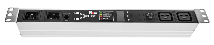 Блок розеток Rem-16 с АВР, 16A, 2xC19, подключение к контроллеру R-2MC по Modbus, вход 2xC20