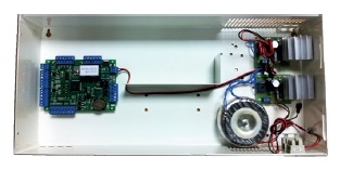 Базовый контроллер Gate-8000-Ethernet в корпусе с двумя ИБП  (для питания замка и контроллера) и местами под аккумуляторы 7Ач.