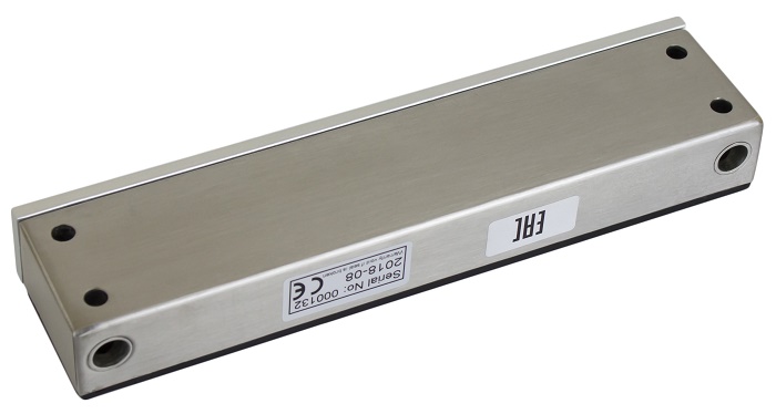 Электромагнитный замок IP67, 12V/24V DC, 0,5 A, усилие 350 кг, 220x46x27 мм. 2370 г, офисный дизайн, планка в комплекте. -40°С…+40°С