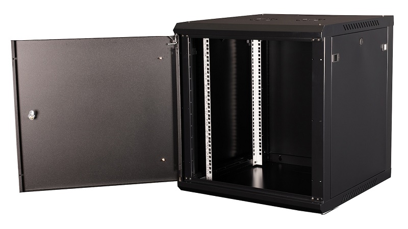 Шкаф 19" телекоммуникационный настенный, 12U 635х600х600 мм, дверь металл, черный
