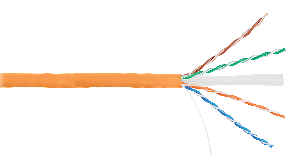 Кабель U/UTP 4 пары, Кат.6 (Класс E), 250МГц, одножильный, BC (чистая медь), внутренний, LSZH нг(B)-HF, оранжевый, 305м