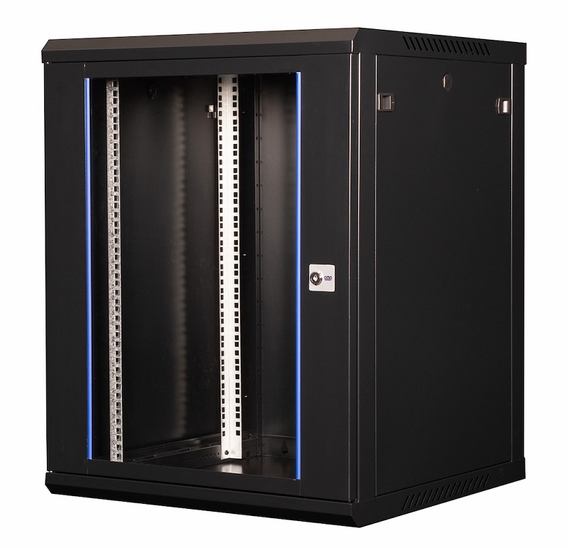Шкаф 19" телекоммуникационный настенный, 15U 769х600х600 мм, дверь стекло, черный