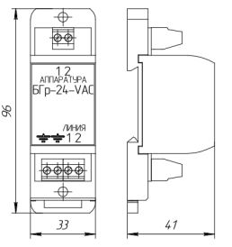 Устройство защиты от импульсных перенапряжений цепей питания (24VАC, 5А). Крепление на DIN-рейку.