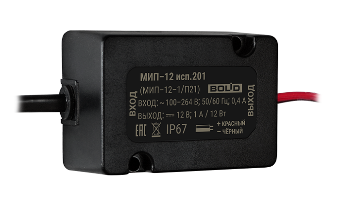 Модуль источника питания - входное - сеть 50/60 Гц - 100-267 В, выходное - 12В-1А. Защита оболочки IP67, от минус 40 до +50°С