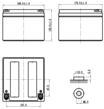 Аккумулятор 26&nbsp;&nbsp;А/ч., 12В, 165х125х182 мм, вес 9,95 кг