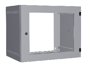 Настенный шкаф 19", 9U, стеклянная дверь, Ш540хВ440хГ400мм, 1 пара монтажных направляющих, сварной, серый