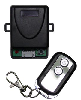Комплект управления по радиоканалу (приемник + брелок), 1 канал, память до 30 брелоков, НЗ/НР, триггерный и испульсный режимы,&nbsp;&nbsp;433 МГц, 12 В DC, 12 мА