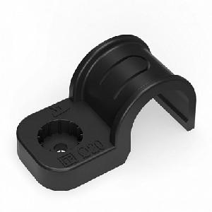 Крепеж-скоба пластиковая односторонняя для прямого монтажа  черная в п/э д20 (50шт/уп)