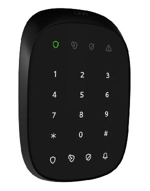 Сенсорная клавиатура. Светодиодная подсветка. Встроенный зуммер оповещения.Диапазон температур от -20 до +55°С. Совмещенный тампер и датчик отрыва от стены.  Электропитание — 2 батареи CR123A. Крышка-кронштейн c креплением на саморезы. Дизайн Koishi style.