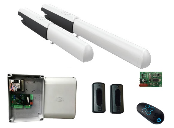 Комплект автоматики для двухстворчатых распашных ворот до 1000 кг, до 5,0 м, 50%, на основе привода А5000А (блок управления ZF1N, радиоуправление с динамическим кодом, фотоэлементы)