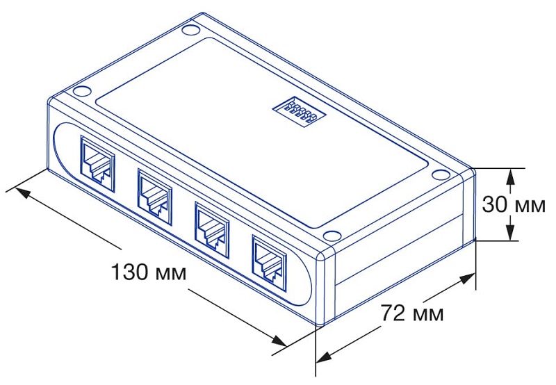 Усилитель-репитер для наращивания мощности системы Stelberry Антитеррор. Позволяет нарастить мощность системы на 180 Ватт. Настраиваемый коэффициент усиления от 1 до 2,4 раза. 4 выхода