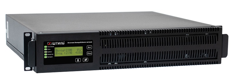 Источник бесперебойного питания в стойку, on-line (с двойным преобразованием), чистая синусоида, 500 ВA (400 Вт); U-вх.220 В; встроенные аккумуляторы, 4х12В/9Ач, U-акб.24 В, I-заряд.5 А; ЖК-дисплей, светодиодные индикаторы, "холодный старт"; выходные разъёмы - IEC-320-C13 (3 шт.), EURO F-type с заземлением (1 шт.); высота 2U; IP20, t-раб.+5...+40°C, 89х440х465 мм