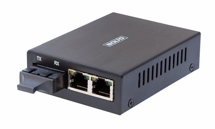 Преобразователь Ethernet 10/100 Мбит/с в оптику.  Многомодовое волокно до 2 км. Для обмена данными используются два волокна.  Питание 5 В, до 0,8 А. От минус 30 до +55°С