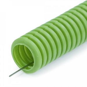 Труба гофрированная ПВХ лёгкая 350 Н зелёная с/з d20 мм (100м/уп)