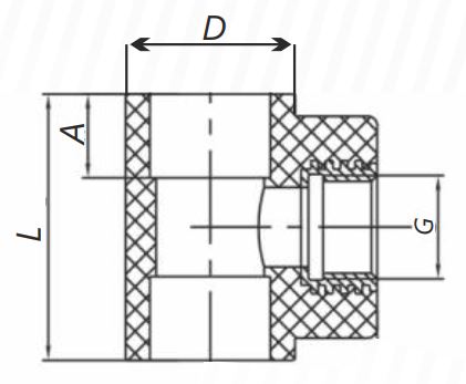 Тройник комбинир. ПП D40х1/2"х40 ВР