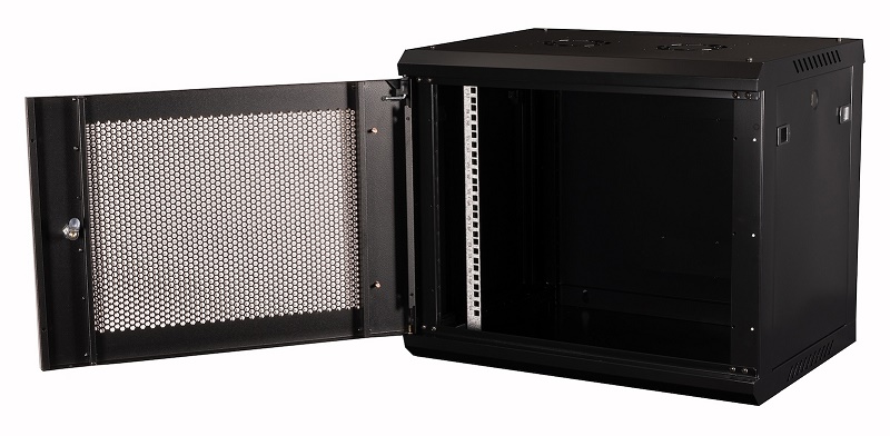Шкаф 19" телекоммуникационный настенный, 9U 501х600х450 мм, дверь перфорация, черный