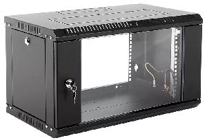 Шкаф телекоммуникационный настенный разборный ЭКОНОМ 9U (600 × 350) дверь стекло, цвет черный