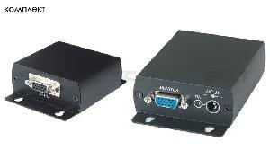 Устройство для передачи VGA сигнала по витой паре (до 300 метров) 1 VGA коннектор и RJ45. Максимальное разрешение передаваемого изображения 1600х1200 пикс. при 85Гц. В комплекте -T с адаптером 220/12, -R с адаптером 220/12