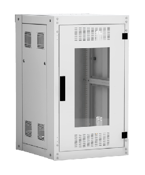 Напольный шкаф 19", 18U, стеклянная дверь, цельнометаллические стенки, Ш600хВ974хГ600мм, в разобранном виде, серый