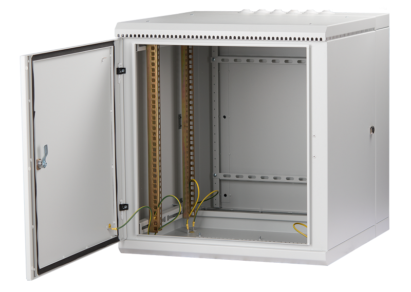 Настенный двухсекционный шкаф 19", 9U, металлическая дверь, промышленный, степень защиты IP55, Ш600хВ504хГ600мм, серый.