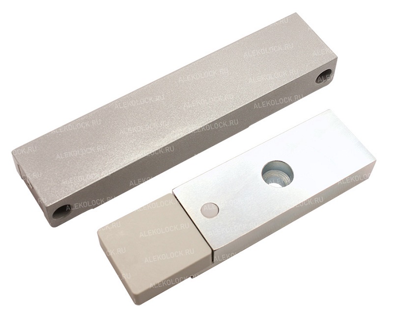 Электромагнитный замок с датчиком состояния двери (герконом), сила удержания 120-150кг, 12В/0,35А, 24В/0,17А, -20...+40 °C, IP54, корпус 151x33x19,5 мм, якорь 117х32,5х14,5 мм. Цвет: Серый