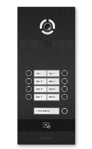 Вызывная панель на 8 абонентов. Поддержка технологии "UKEY": 3D идентификация по распознаванию лиц - 6000 лиц. Память до 20 000 идентификаторов. Цифровая IP камера: 1.3 Мп, 1/4” CMOS, угол обзора 90°. Врезной монтаж.