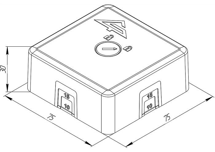 Коробка монтажная огнестойкая IP41, фарфоровый клеммник 2 контакта, до 3 мм кв., 75х75х30 мм, вводы вставки из эластичного материала