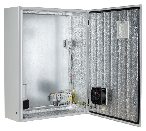 Климатический навесной шкаф (600х800х300 мм) с системой вентилирования и обогрева, защитное реле от "холодного пуска" (-55°С +50°С). IP 54