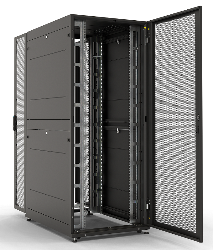 Шкаф серверный ПРОФ напольный 48U (800 × 1000) дверь перф. 2 шт., черный, в сборе