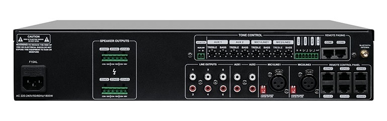 Активная цифровая аудио-матрица 4 входа 6 выходов, со встроенными источниками аудиосигнала, 6 каналов по 240 Вт.