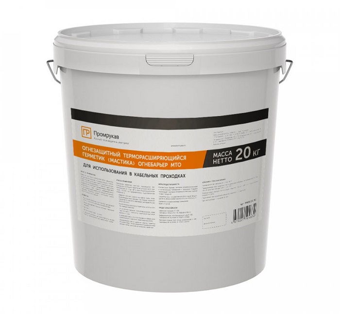 Герметик - мастика огнезащитный терморасширяющийся "Огнебарьер" МТО 20 кг