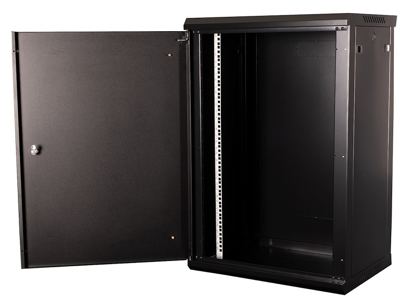 Шкаф 19" телекоммуникационный настенный, 18U 901х600х450 мм, дверь металл, черный